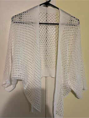 White Open-Knit Draped Women's cardigan